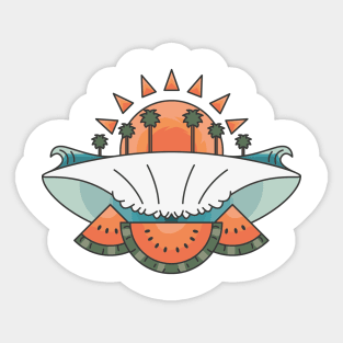 Surfing Watermelons Sticker